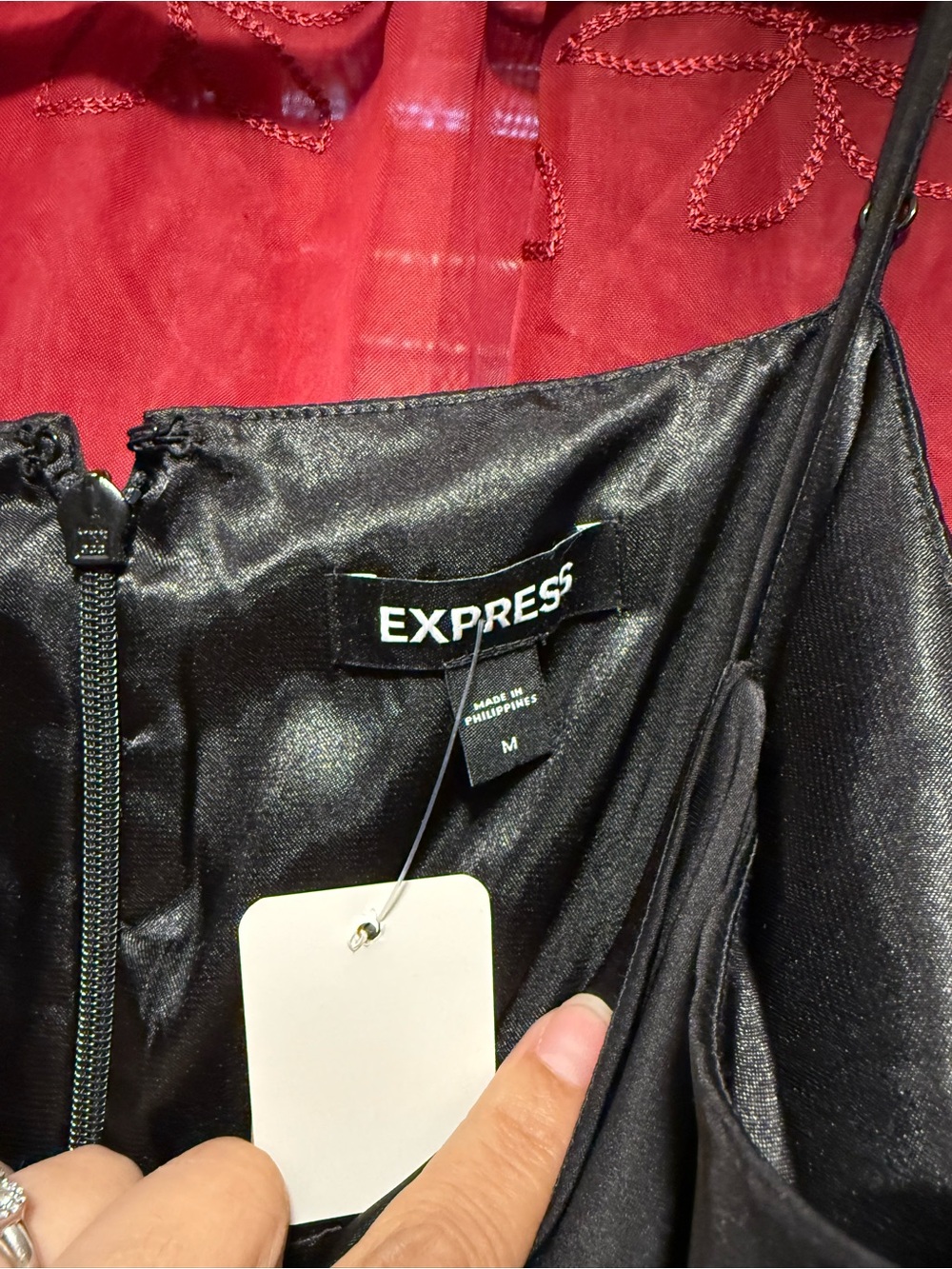 Express Black High-Low Slip Dress with Waist Tie - Picture 6 of 7